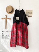 画像1: MARCHE' DE SOEUR／ワイドタックワンピース・赤チェック (1)