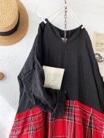 画像2: MARCHE' DE SOEUR／ワイドタックワンピース・赤チェック (2)