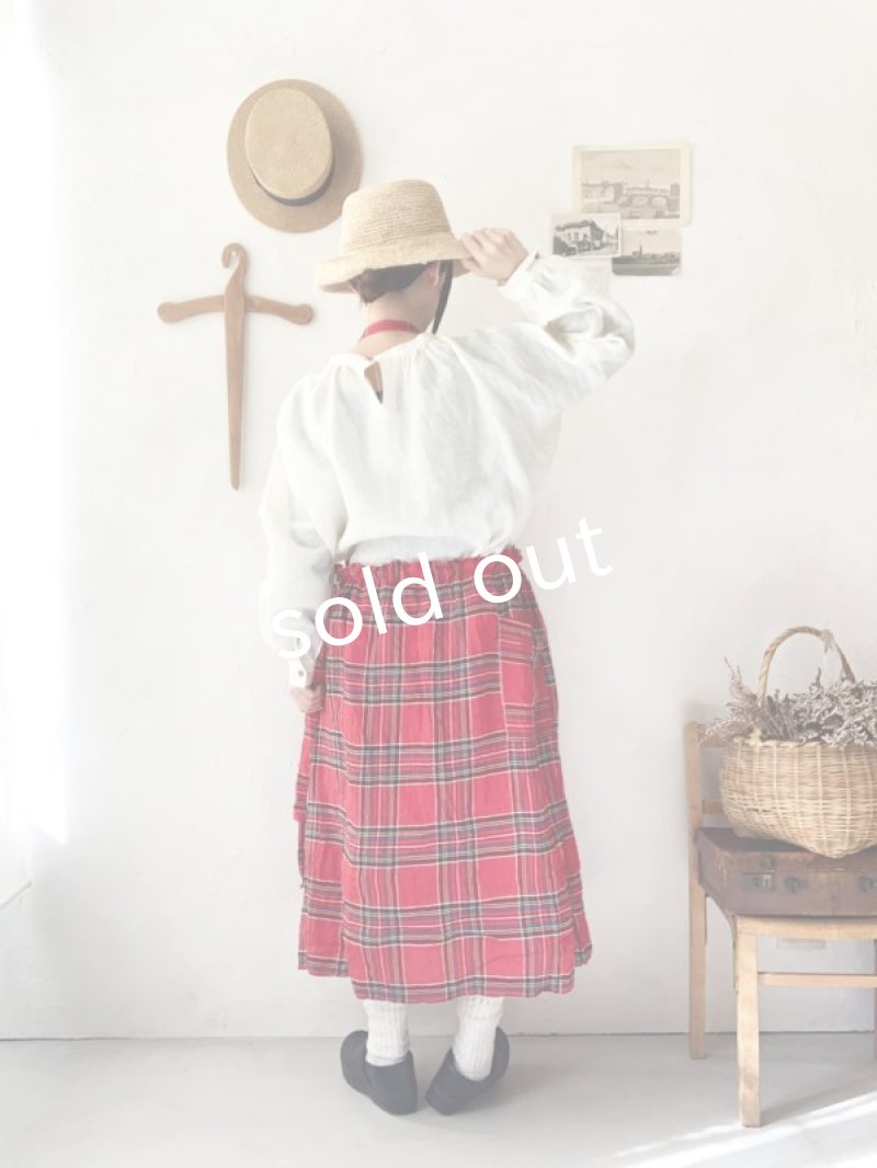 画像12: MARCHE' DE SOEUR／サイドリボンエプロン・赤チェック (12)