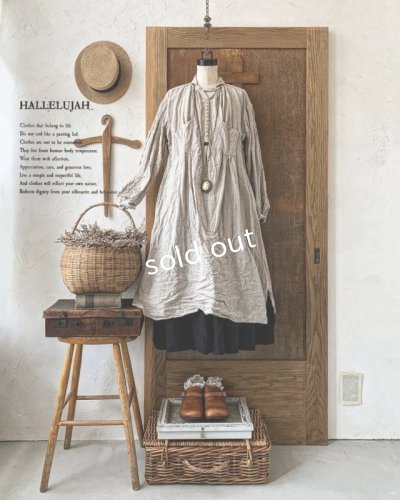 画像1: HALLELUJAH／1890's Bourgeron 羊飼いシャツワンピース・flax