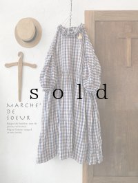 MARCHE' DE SOEUR／ラッフルギャザーワンピース・ブルーチェック