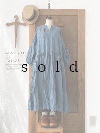 MARCHE' DE SOEUR／スキッパーギャザーワンピース・ブルーグリーン