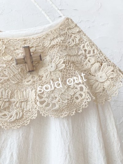 画像4: pollenbienco/アンティークレースと十字架のギャザーブラウス ・D