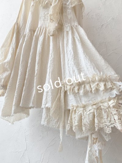 画像7: pollenbienco/アンティークレースと十字架のギャザーブラウス ・B