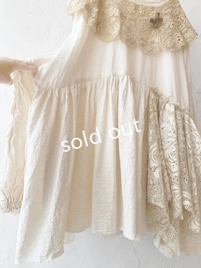 画像8: pollenbienco/アンティークレースと十字架のギャザーブラウス ・D