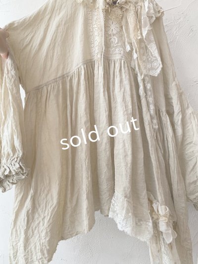 画像7: pollenbienco/アンティークレースと十字架のギャザーブラウス ・A
