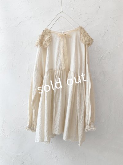 画像9: pollenbienco/アンティークレースと十字架のギャザーブラウス ・D