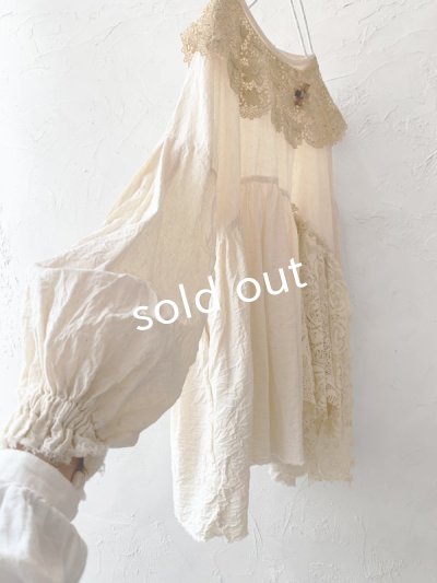 画像6: pollenbienco/アンティークレースと十字架のギャザーブラウス ・D