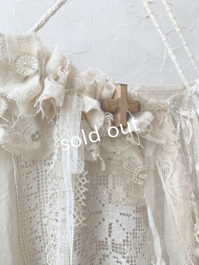 画像5: pollenbienco/アンティークレースと十字架のギャザーブラウス ・A