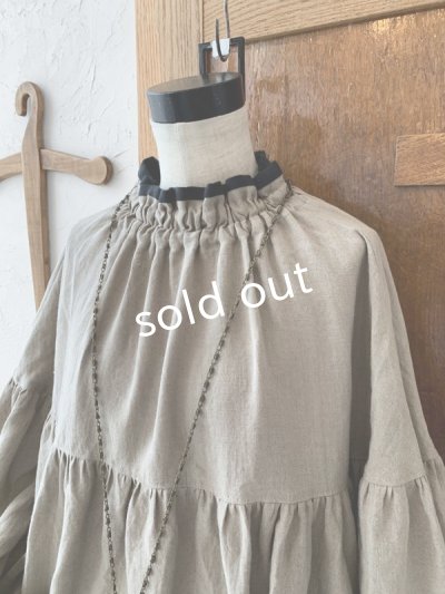 画像3: kosatofuku/リネンのスモックギャザーワンピース・ベージュ