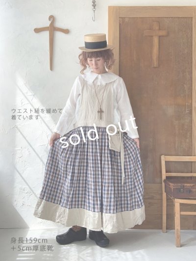 画像9: MARCHE' DE SOEUR／エプロンワンピース・生成り×ブルーチェック