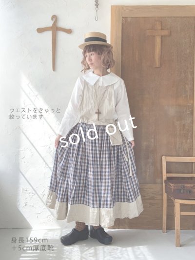 画像11: MARCHE' DE SOEUR／エプロンワンピース・生成り×ブルーチェック