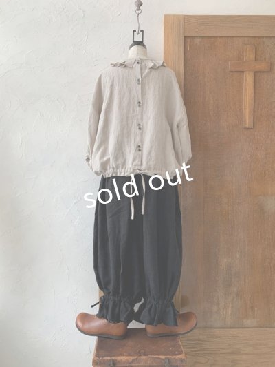 画像4: kosatofuku／ベルギーリネンのドロワーズパンツ・ブラック