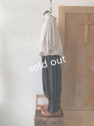 画像3: kosatofuku／ベルギーリネンのドロワーズパンツ・ブラック