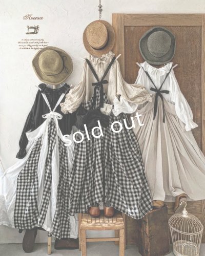 画像8: Avenue/後ろりぼんキャミワンピース・生成りに黒りぼん