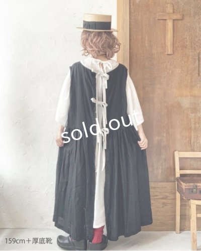 画像12: Avenue/後ろりぼんのノースリーブワンピース・オフに黒りぼん