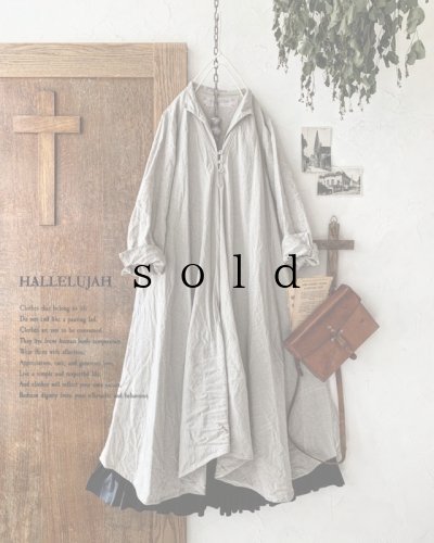 画像1: HALLELUJAH／Robe de femme de chambre 小間使いローブ衿付・flax