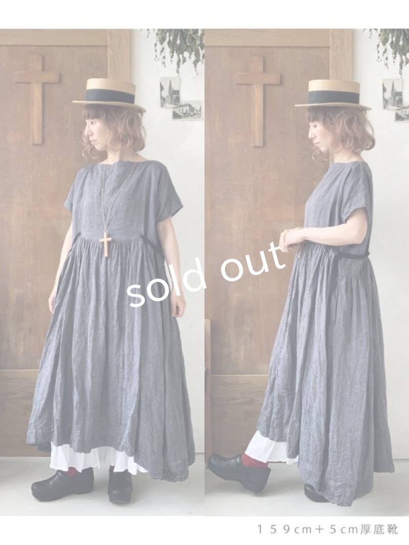 画像11: MARCHE' DE SOEUR／ボートネックギャザーワンピース・カーキ (11)