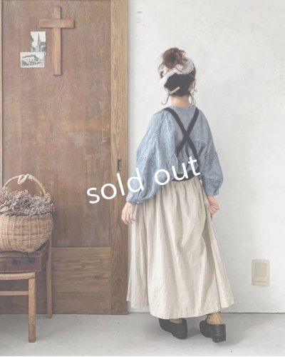 画像7: Avenue/エプロンワンピース・生成りに黒りぼん