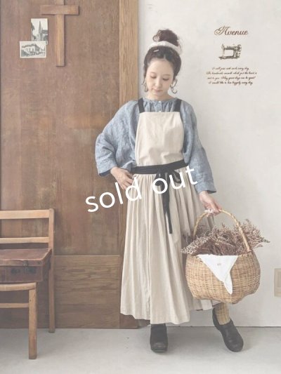 画像5: Avenue/エプロンワンピース・生成りに黒りぼん
