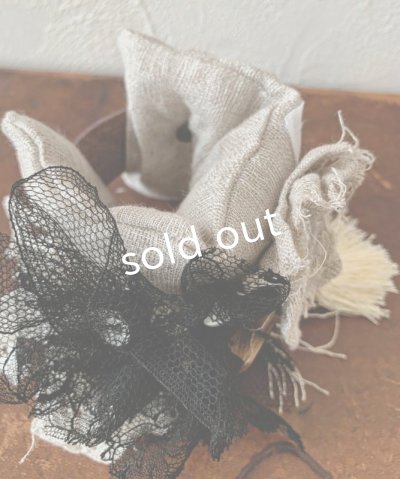 画像3: pollenbienco/アンティークレースと本革のクッションブレスレット・B