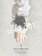 pollenbienco／アンティークレースと本革のクッションブレスレット・B