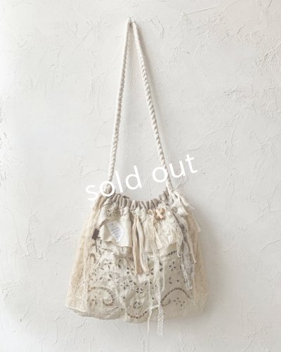 画像3: pollenbienco/アンティークレースと十字架のロープバッグ
