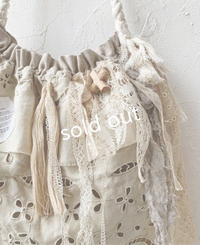 画像4: pollenbienco/アンティークレースと十字架のロープバッグ