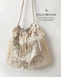 pollenbienco／アンティークレースと十字架のロープバッグ