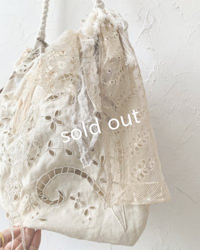 画像6: pollenbienco/アンティークレースと十字架のロープバッグ