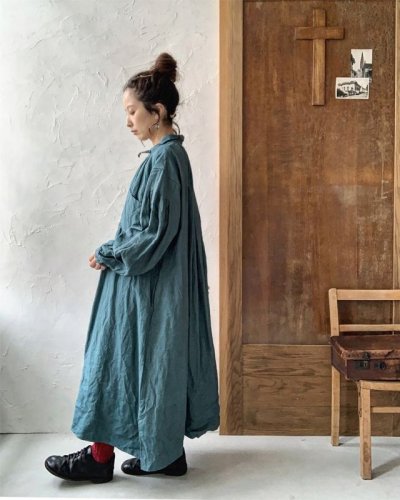 画像14: HALLELUJAH／1890's Bourgeron 羊飼いシャツワンピース・off-white