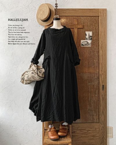 画像1: HALLELUJAH／1890's Bourgeron 羊飼いローブ・black