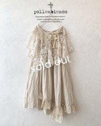 pollenbienco／アンティークレースのケープ付きキャミチュニック
