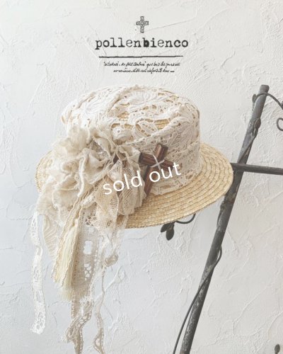 画像1: pollenbienco／アンティークレースのハット・C