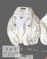 shizuka's／パフ袖アンティークレースOP・お花刺繍