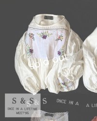 shizuka's／パフ袖アンティークレースOP・お花刺繍