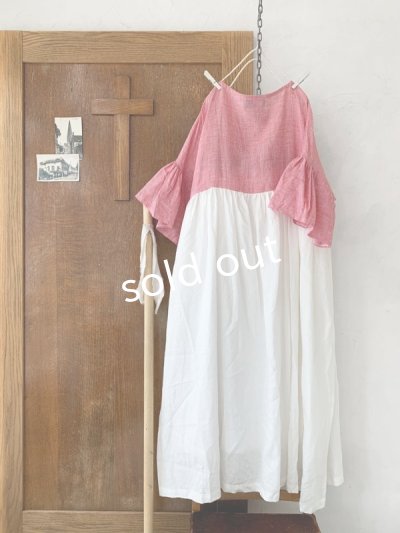 画像6: shizuka's/ちょうちょお袖アンティークレースOP・赤チドリ×白B