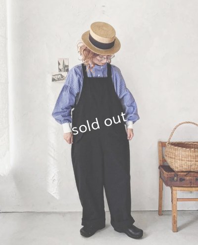 画像1: je suis comme je suis/piping pocket salopette・black