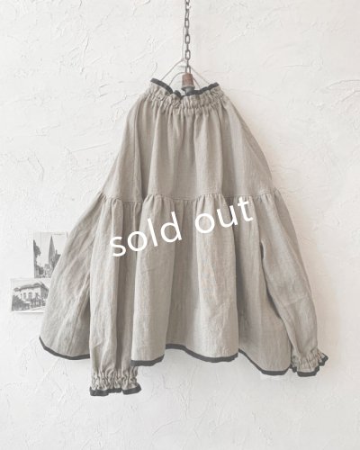 画像6: kosatofuku/リネンのスモックギャザーブラウス・ベージュ