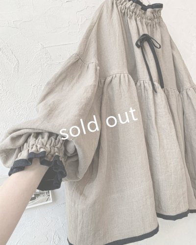 画像3: kosatofuku/リネンのスモックギャザーブラウス・ベージュ