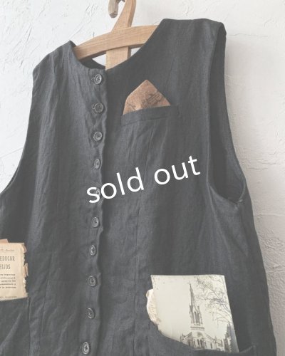 画像3: Reliure／ボタンベスト・ヘリンボーンブラック