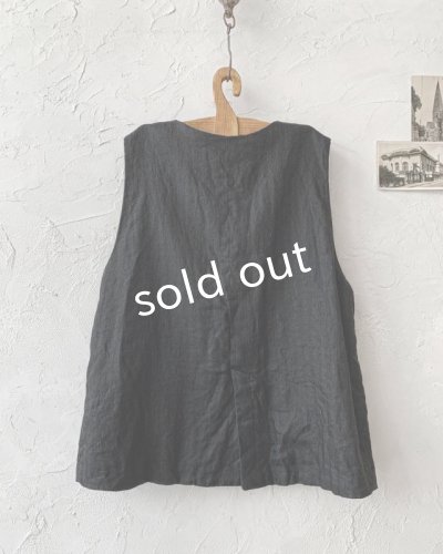 画像8: Reliure／ボタンベスト・ヘリンボーンブラック