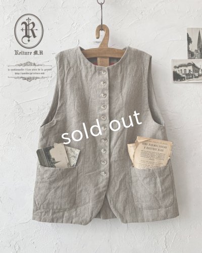 画像3: Reliure／ボタンベスト・リトアニアリネン