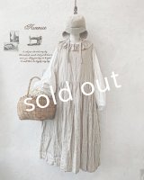Avenue／後ろりぼんのフリルカラーワンピース・生成り