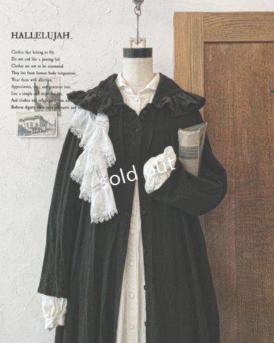 画像1: HALLELUJAH／Robe Medievale a Capuche フードドレス・black