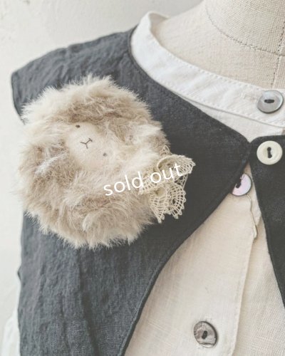 画像5: mifumi／当店限定 クロスステッチ刺繍の付け襟（スケキヨブローチ付）・黒