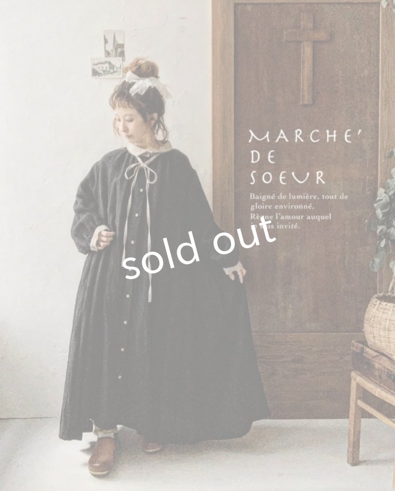画像12: 【アンティークレースコサージュ付き】MARCHE' DE SOEUR／アンのリボンワンピース・ブラック (12)