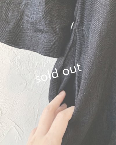 画像6: Reliure／へリンボンリネンワンピース・ネイビーブラック