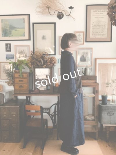 画像12: Reliure／へリンボンリネンワンピース・ネイビーブラック