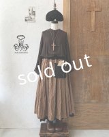 MARCHE' DE SOEUR/二枚仕立ての種蒔きポケットスカート・アンティークブラウン